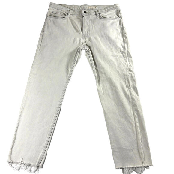AllSaints Dean Mens 28 Grey Skinny Jeans Raw Hem Stretch Denim Casual Wear